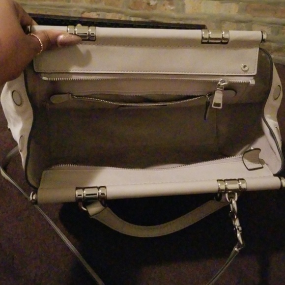 Large Leather and Suede Coach Handbag - Picture 3 of 3